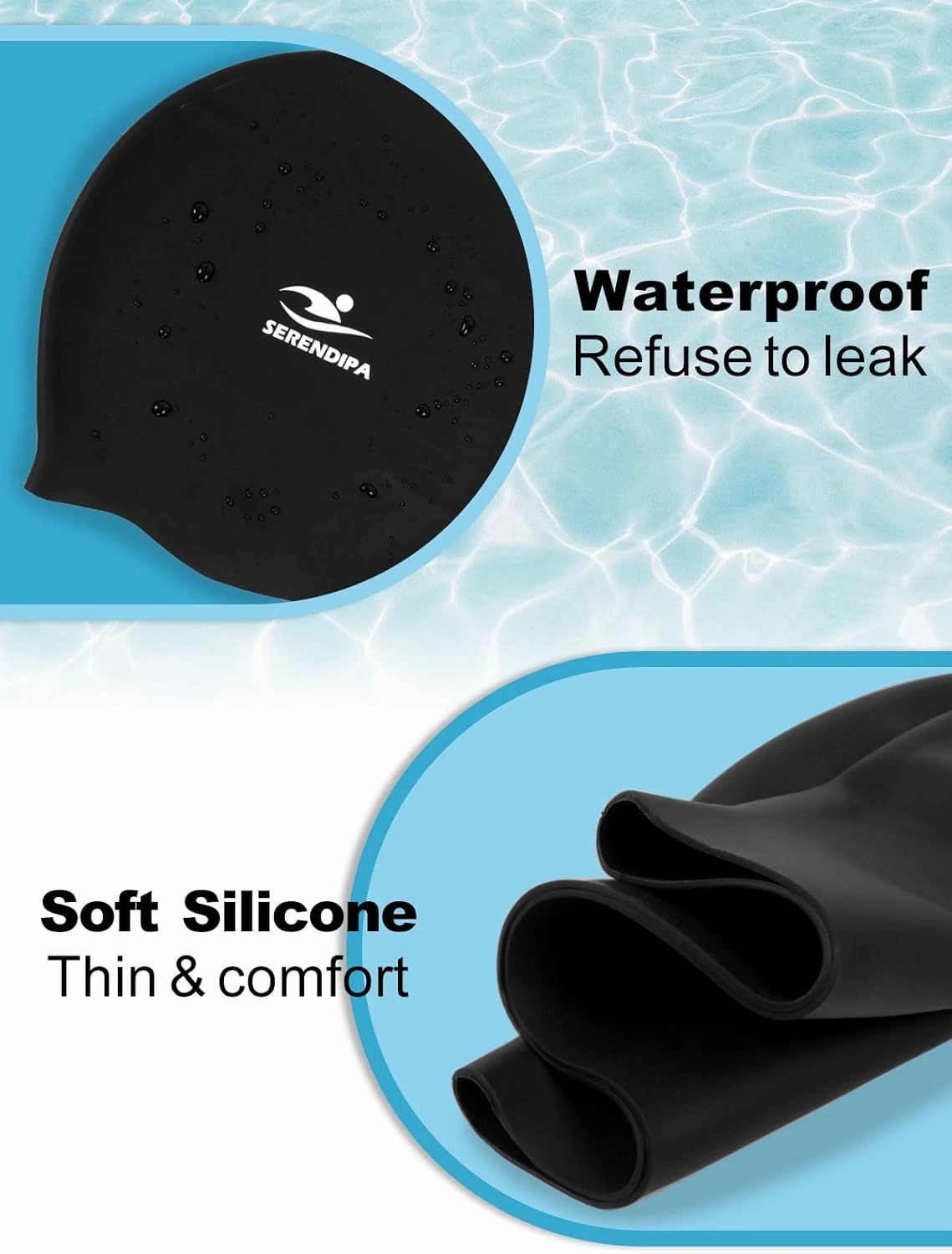 Extra Large Swim Cap for Long Hair, Dreadlocks, Weaves, Hair Extensions, Braids, Curls & Afros - Waterproof Silicone Swimming Cap for Women & Men, Comfortable for Pool, Beach & Training