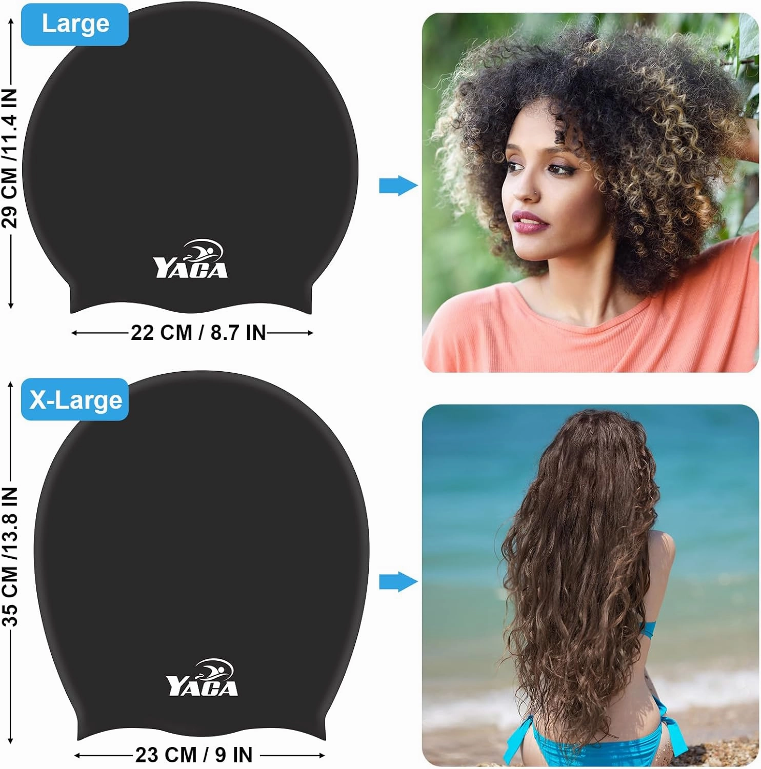 Extra Large Swim Cap Women Adult, Swim Caps for Long Hair, Dreadlocks, Weaves, Hair Extensions, Braids, Curls & Afros - Silicone Swimming Cap for Women & Men Anti-Leak Seal for Pool, Beach, Laps