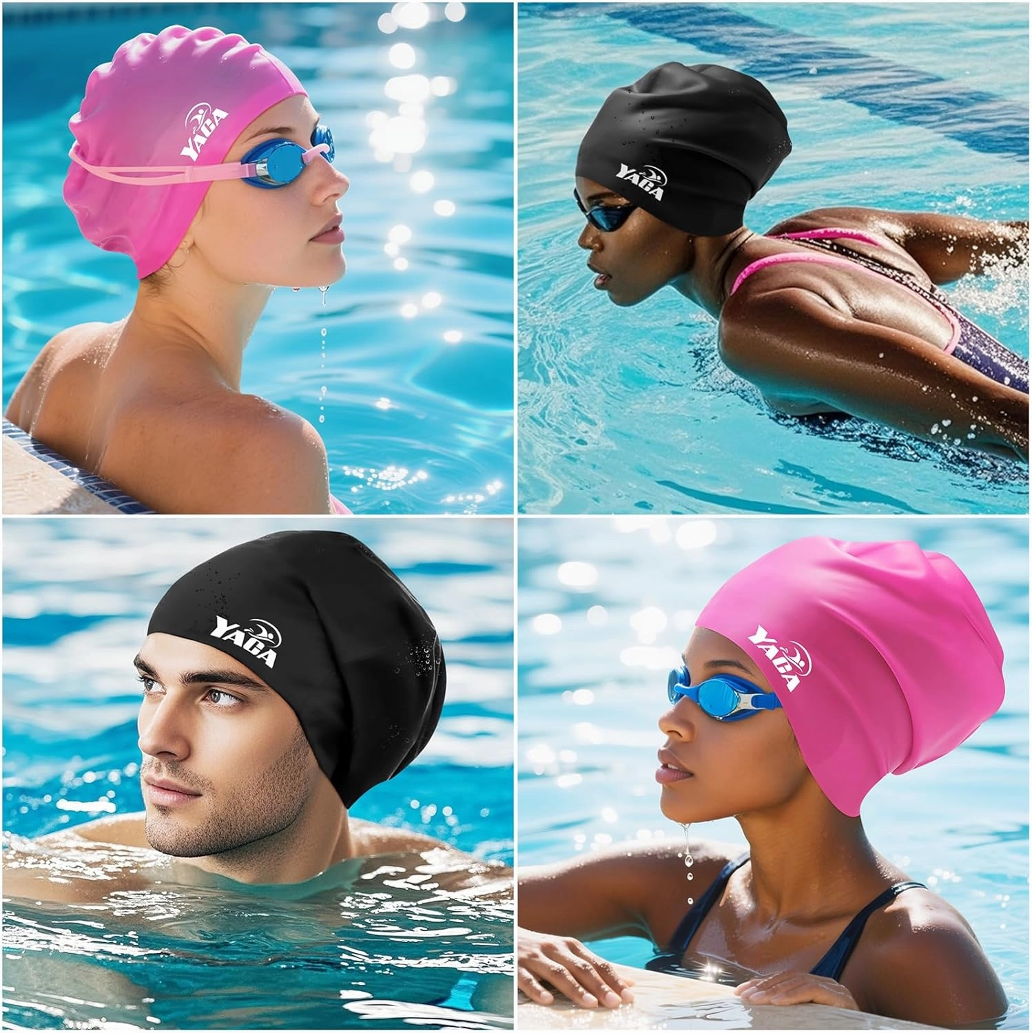 Extra Large Swim Cap Women Adult, Swim Caps for Long Hair, Dreadlocks, Weaves, Hair Extensions, Braids, Curls & Afros - Silicone Swimming Cap for Women & Men Anti-Leak Seal for Pool, Beach, Laps