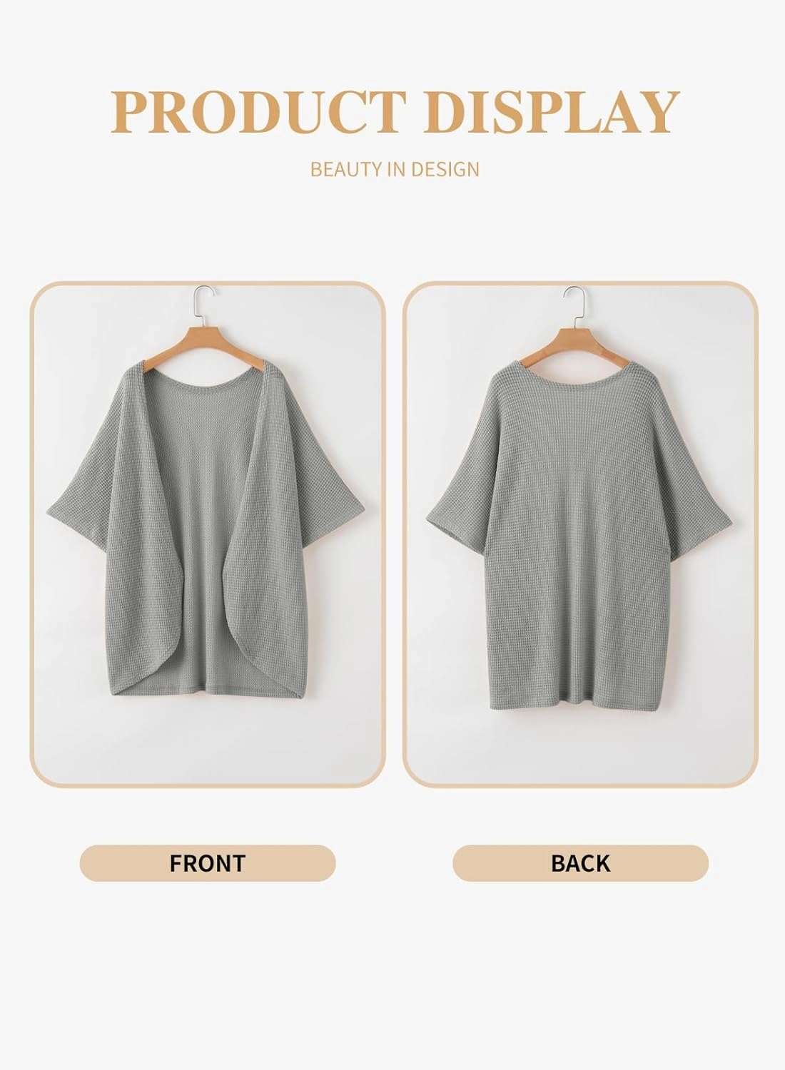 Eytino Womens Plus Size Cardigan Casual Short Sleeve Waffle Knit Kimono Open Front Tops(1X-5X)
