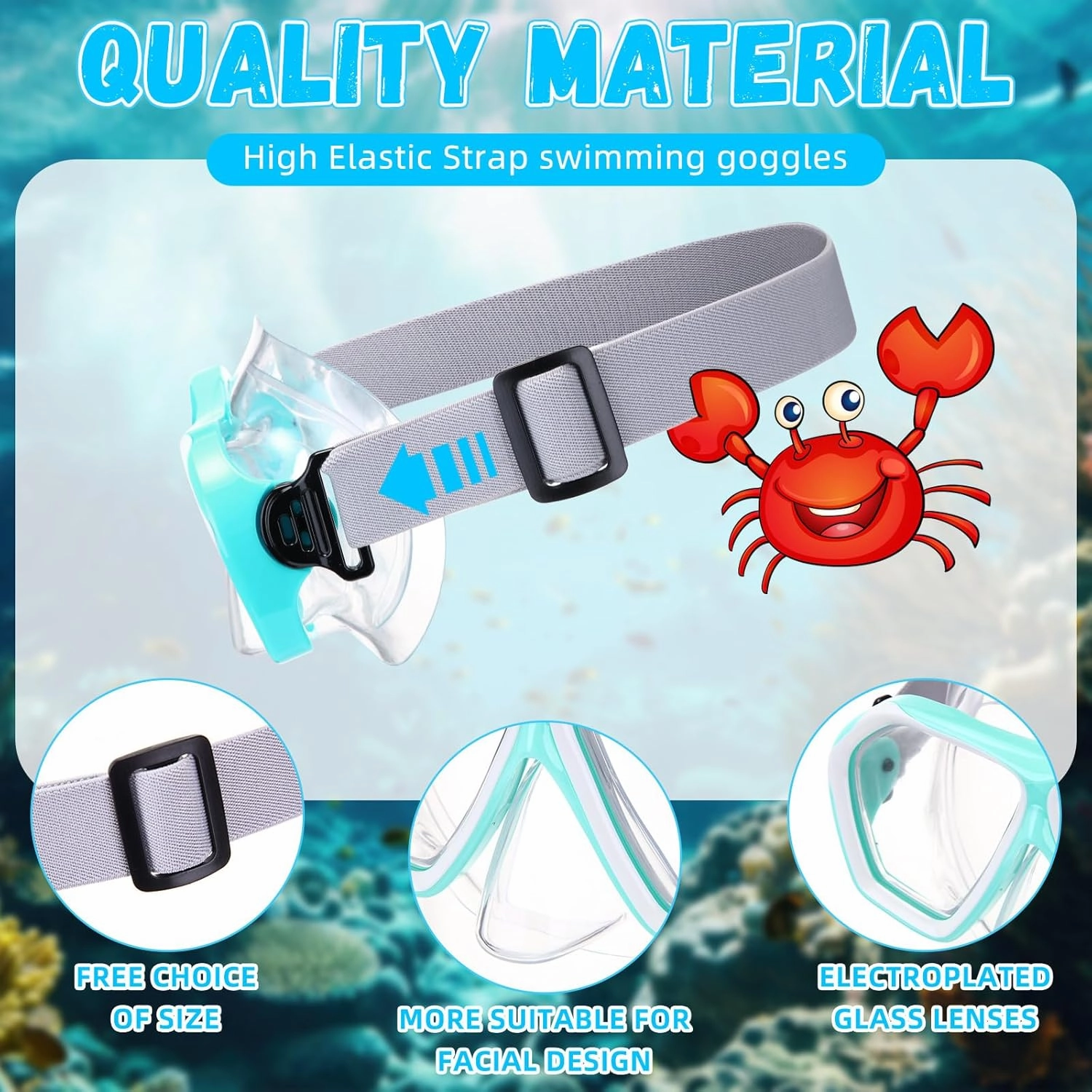 Fabbay 2 Pcs Adult Swimming Goggles with Nose Cover Diving Mask Elastic Strap Anti Fog Swim Snorkel Masks Wide View for Men Women Summer Diving Snorkeling Swimming