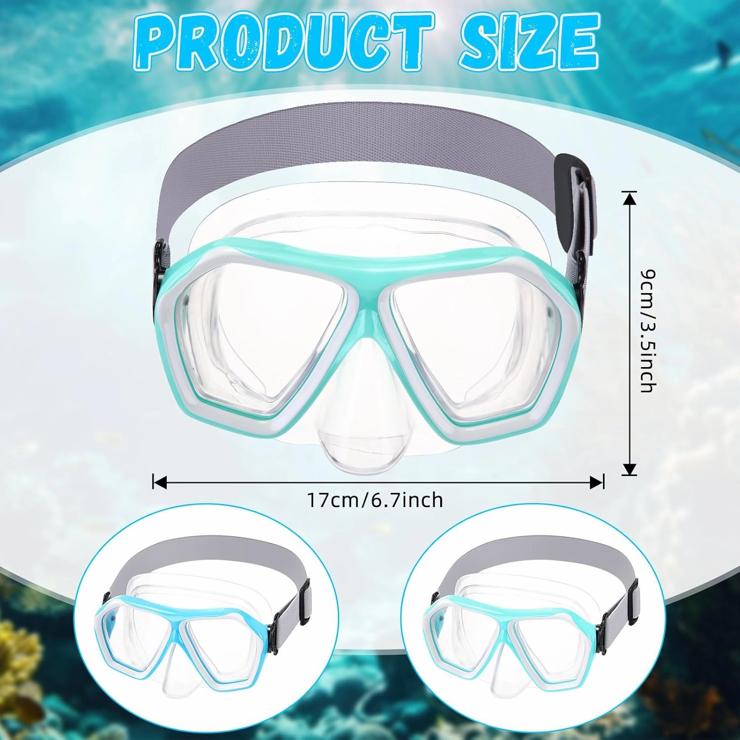 Fabbay 2 Pcs Adult Swimming Goggles with Nose Cover Diving Mask Elastic Strap Anti Fog Swim Snorkel Masks Wide View for Men Women Summer Diving Snorkeling Swimming
