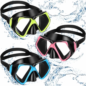 Fabbay 3 Pieces Swimming Diving Goggles with Nose Cover Adult Swim Snorkel Goggle Swim Goggle Pack Pool Goggles for Youth Men Women