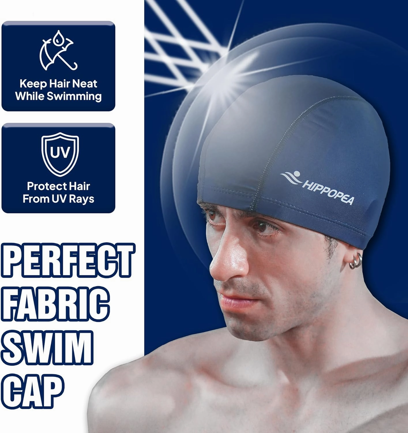 Fabric Swim Cap, High Elasticity Cloth Swimming Cap, Breathable, Lightweight & Comfortable, Fit Both Long Hair and Short Hair for Women Men Boy Girl