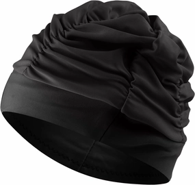 Fabric Swim Caps for Women Swimming for Long Hair Nylon Cloth Swim Cap Pleated Elastic Comfort Bathing Cap Swim Hats Keep Hairstyle Unchanged