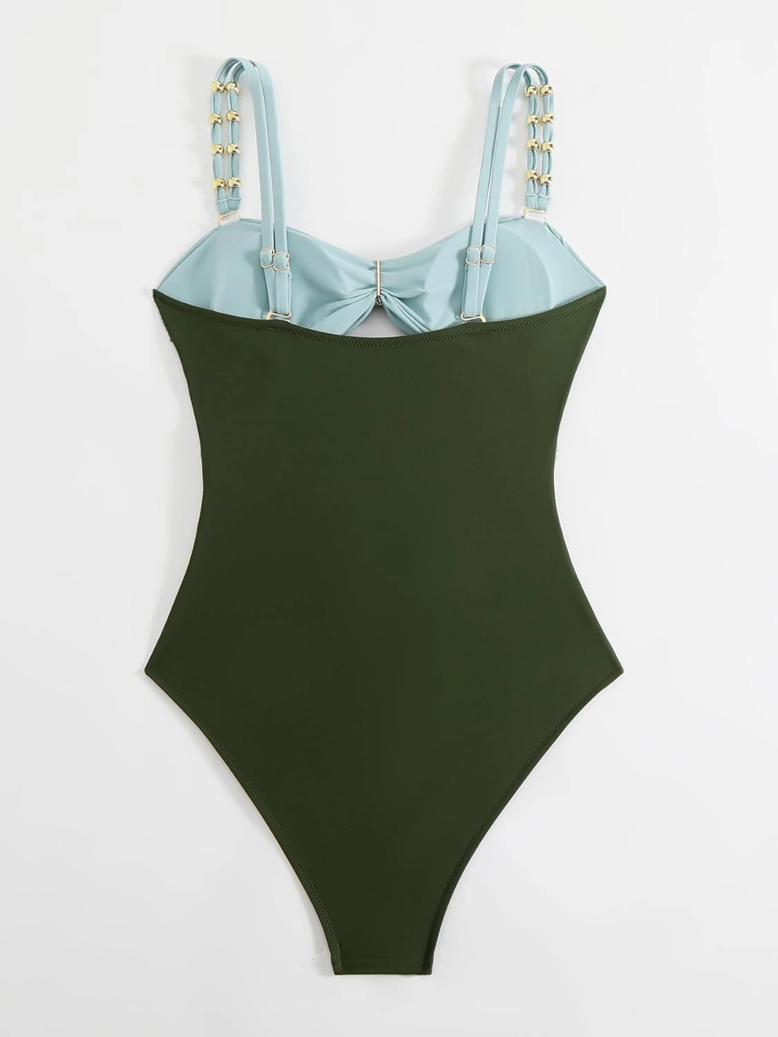 Fanuerg Women's One Piece Swimsuit Sexy Cutout Color Block Bathing Suit Golden O Ring Linked Swimwear