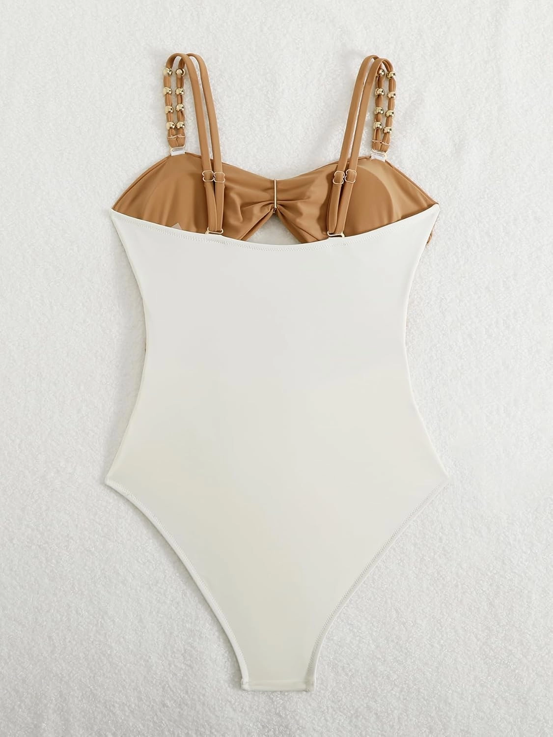 Fanuerg Women's One Piece Swimsuit Sexy Cutout Color Block Bathing Suit Golden O Ring Linked Swimwear