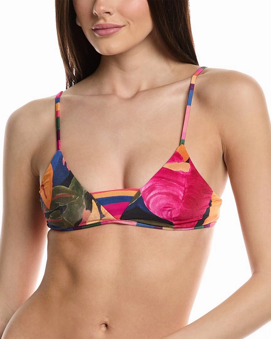 FARM Rio Floral Tropical Colorful Stripes Bikini Top