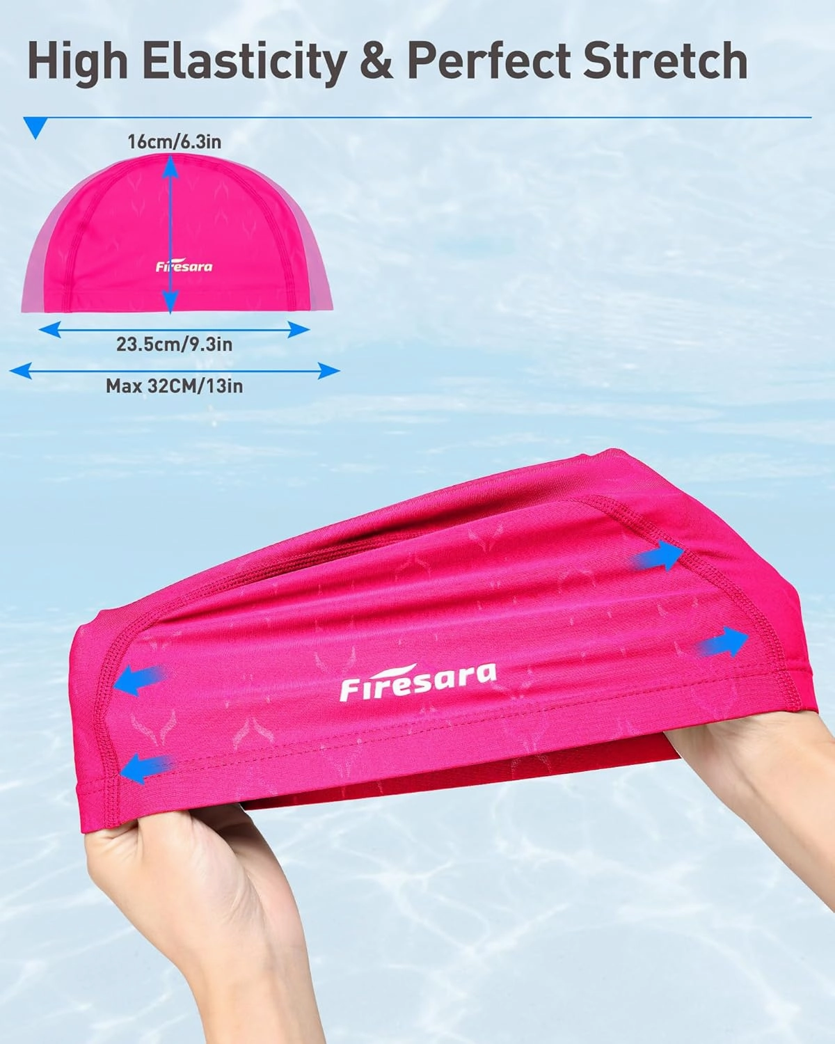 Firesara Fishtail Fabric Swim Cap for Men Women, Breathable High Elasticity Swimming Cap Hair Protection Quick Dry Soft for Long Hair Short Hair, Kids Boys and Girls