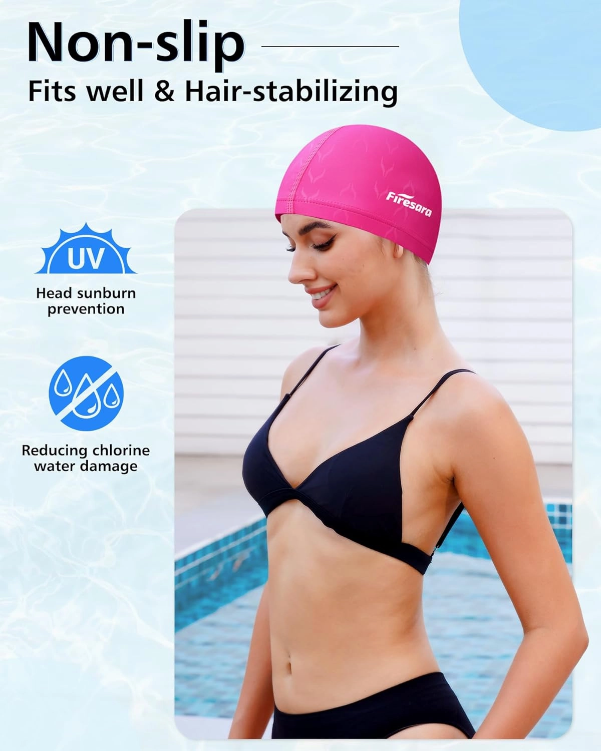 Firesara Fishtail Fabric Swim Cap for Men Women, Breathable High Elasticity Swimming Cap Hair Protection Quick Dry Soft for Long Hair Short Hair, Kids Boys and Girls