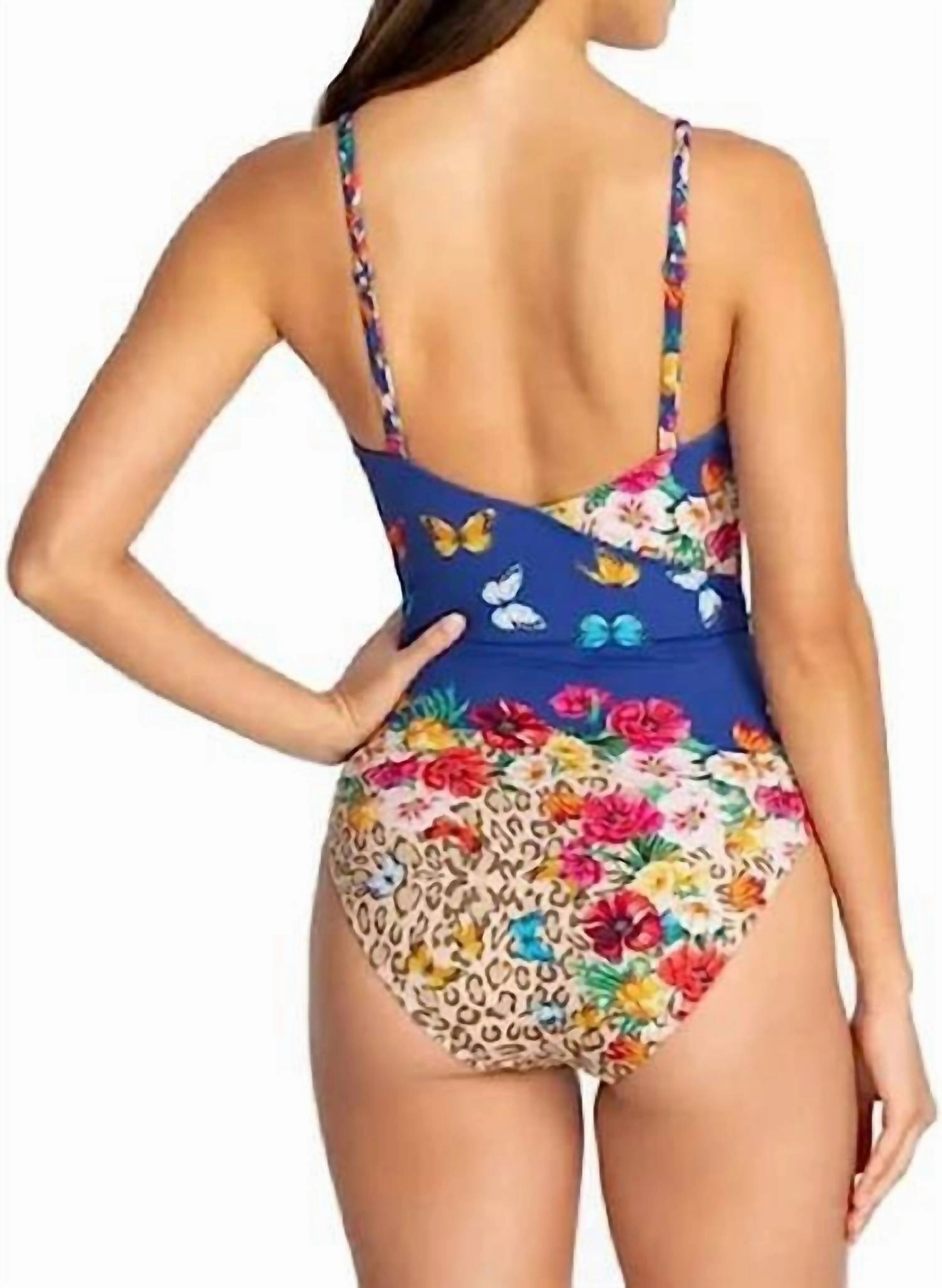 Fleur Braided Wrap One Piece Swimsuit In Multi