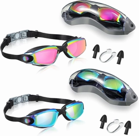 Flutesan 2 Pack Swim Goggles No Leaking Swimming Goggles Waterproof Swim Glasses Polarized Goggles for Adult