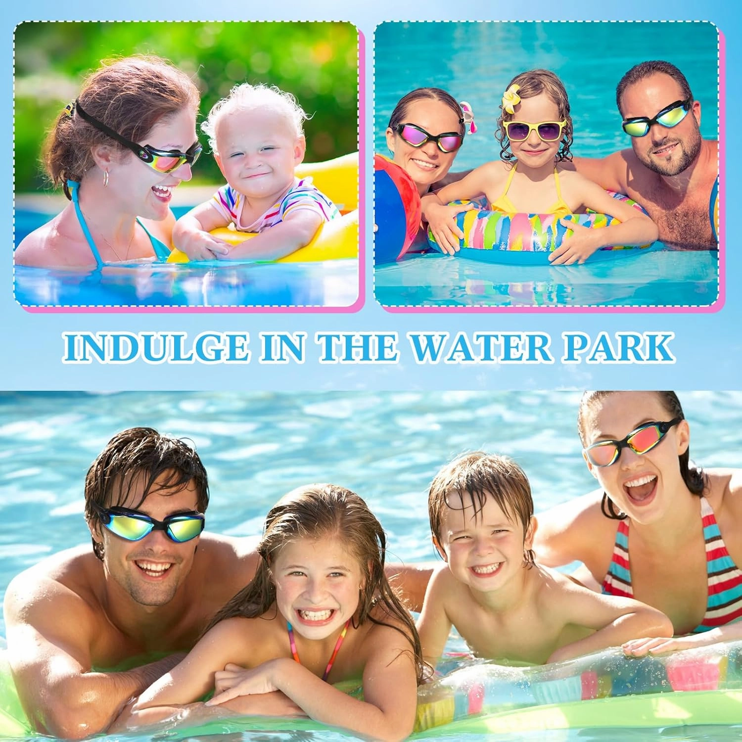 Flutesan 3 Pack Swimming Goggles No Leaking Silicone Anti Fog Swim Glasses with Nose Clip Ear Plugs Adult Kids Pool, 3 Colors