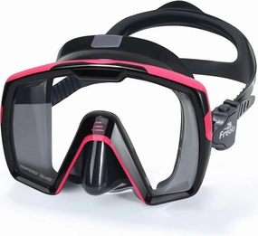 Freela Adult Swim Goggles Mask for Adult with Nose Cover, Tempered Glass Anti Fog Waterproof 180 Clear Wide View men women