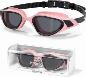 Freela Polarized Unisex Adult Swimming Goggles, UV400 Protection Anti Fog 180 Wide Clear View for Men Women Youth