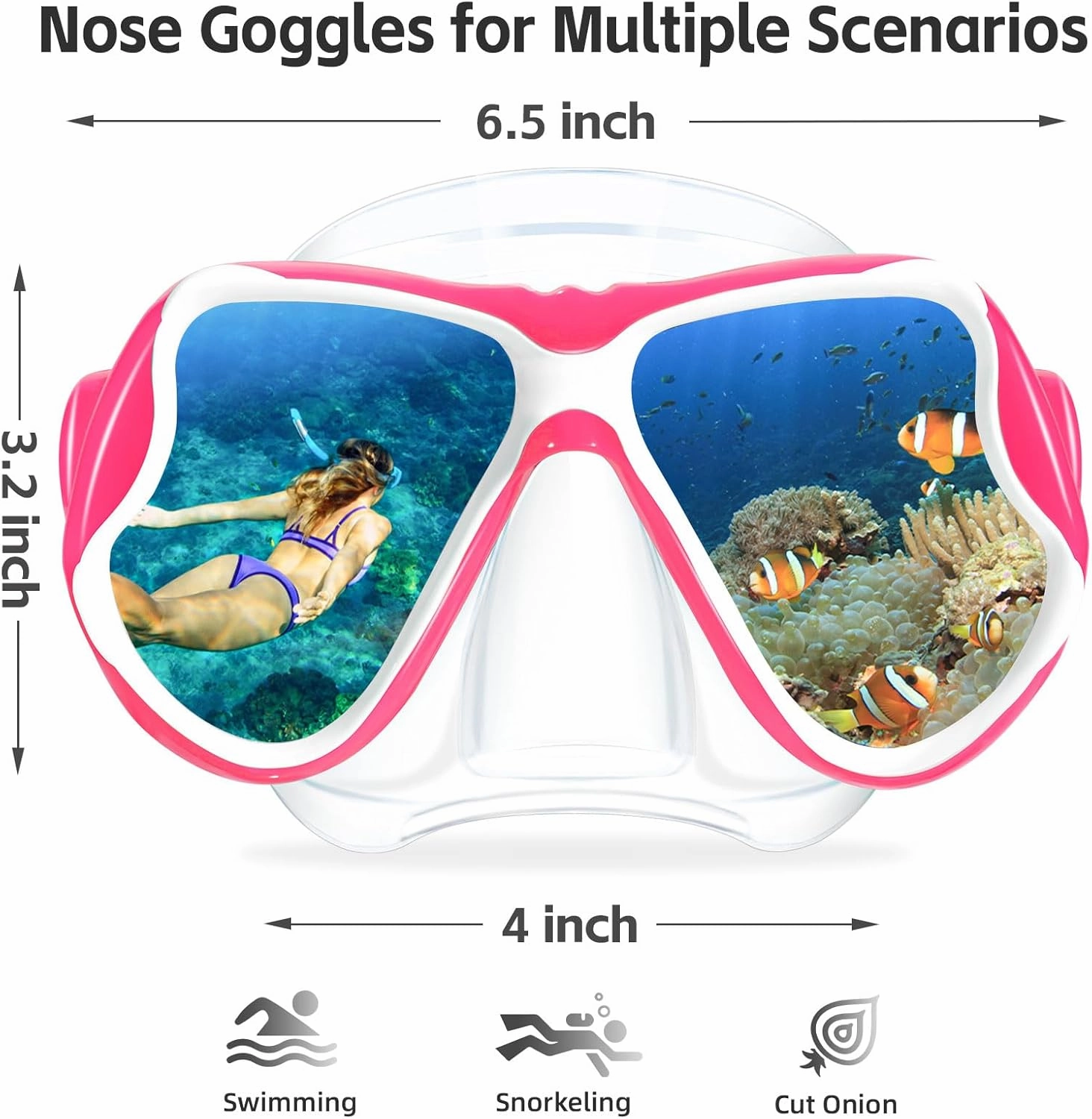 Freela Swim Goggles with Nose Cover Adult Swimming Goggles 180Clear View Snorkeling Diving Mask for Pool Beach