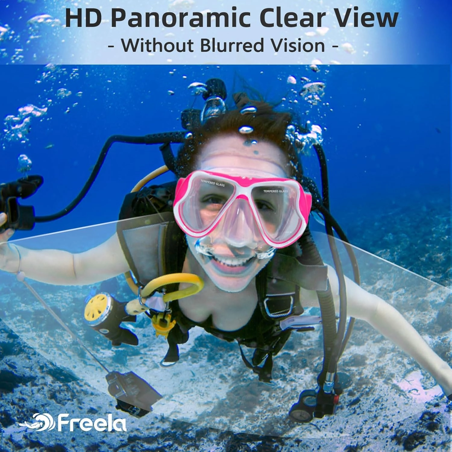 Freela Swim Goggles with Nose Cover Adult Swimming Goggles 180Clear View Snorkeling Diving Mask for Pool Beach