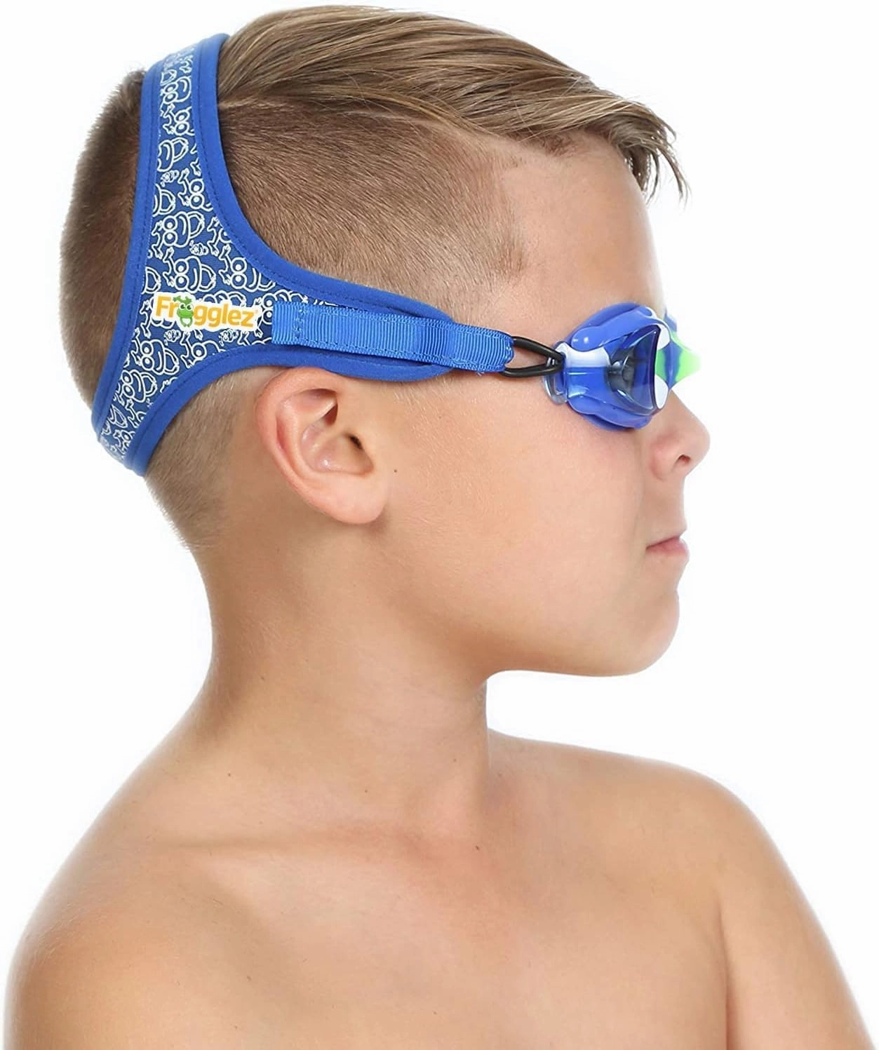 Frogglez Anti-Fog Swimming Goggles for Kids under 10 (Ages 3-10) Recommended by Olympic Swimmers; Premium Pain-Free Strap
