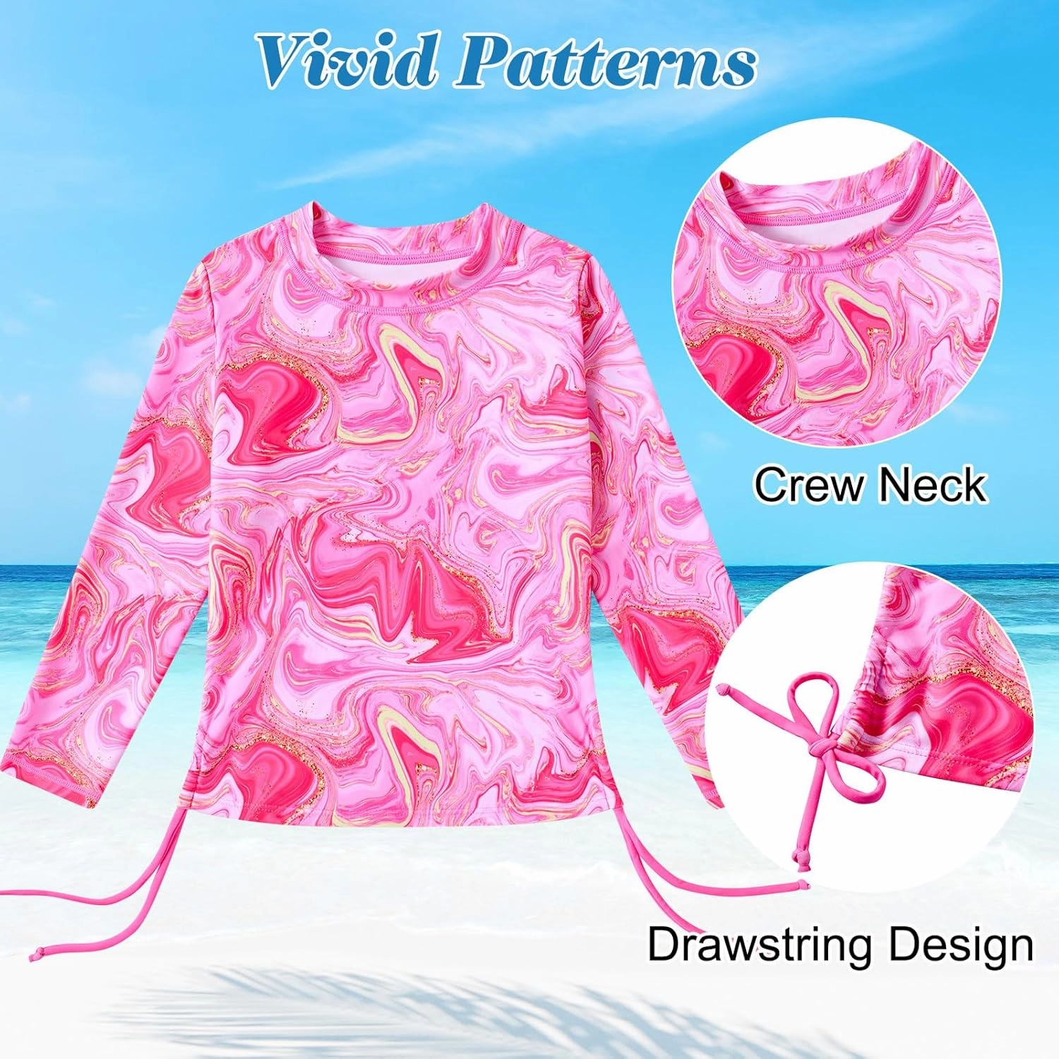 Funnycokid Girls Rash Guard Bathing Suit Long Sleeve Swimsuit 2 Pieces Swimming Skirt with Shorts Swimwear 3-12Y
