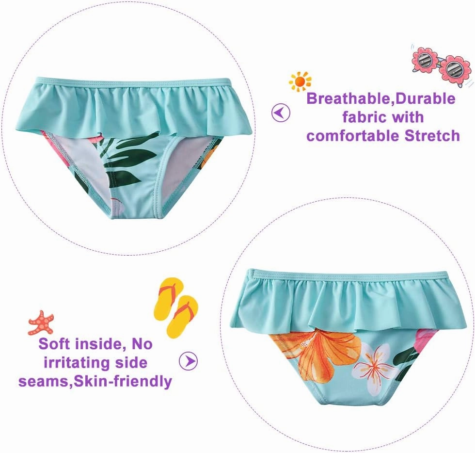 Funnycokid Girls Rash Guard Swimsuit Set Long Sleeve Bathing Suit Two Piece 2-10 Years