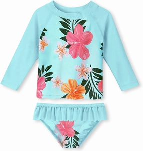 Funnycokid Girls Rash Guard Swimsuit Set Long Sleeve Bathing Suit Two Piece 2-10 Years
