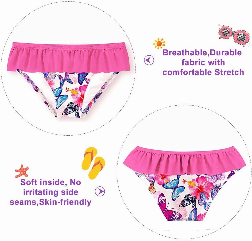 Funnycokid Girls Rash Guard Swimsuit Set Long Sleeve Bathing Suit Two Piece 2-10 Years