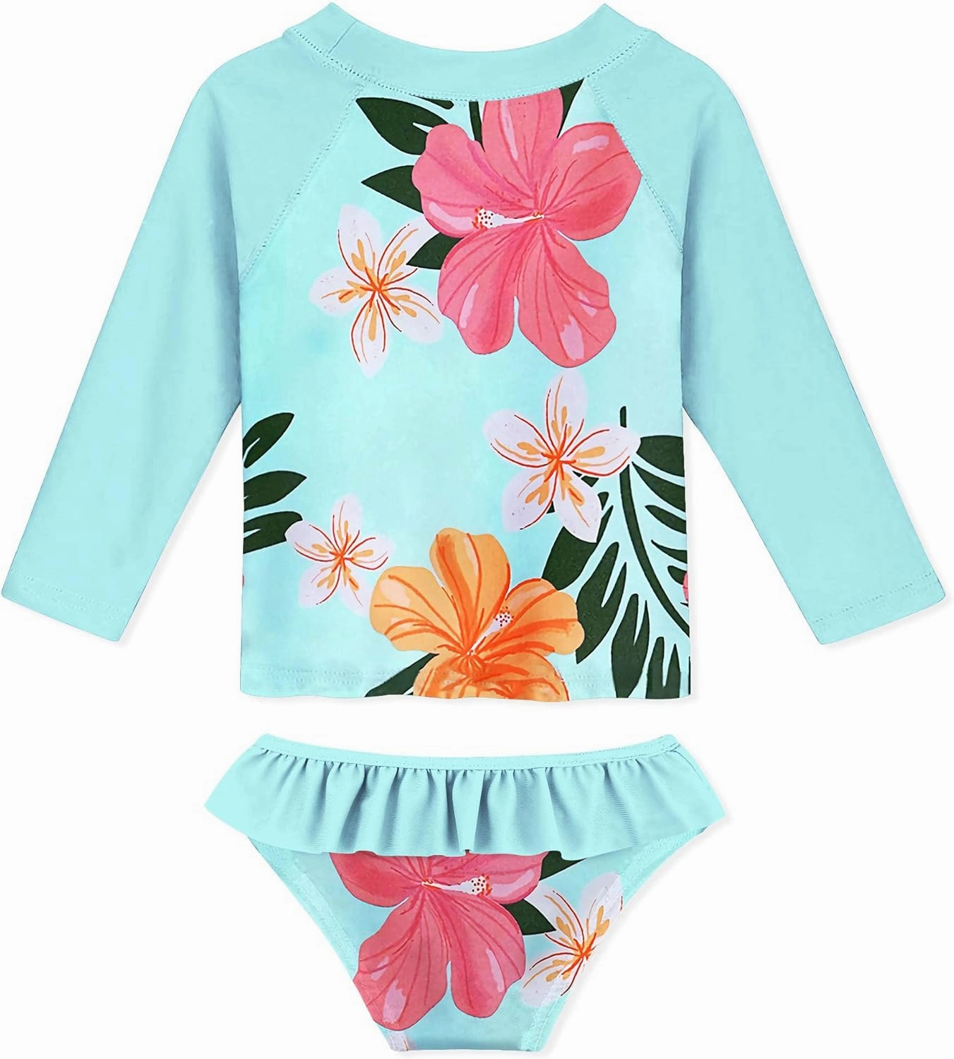 Funnycokid Girls Rash Guard Swimsuit Set Long Sleeve Bathing Suit Two Piece 2-10 Years