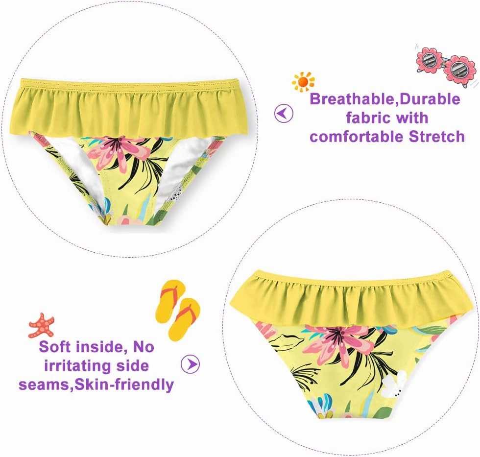 Funnycokid Girls Rash Guard Swimsuit Set Long Sleeve Bathing Suit Two Piece 2-10 Years