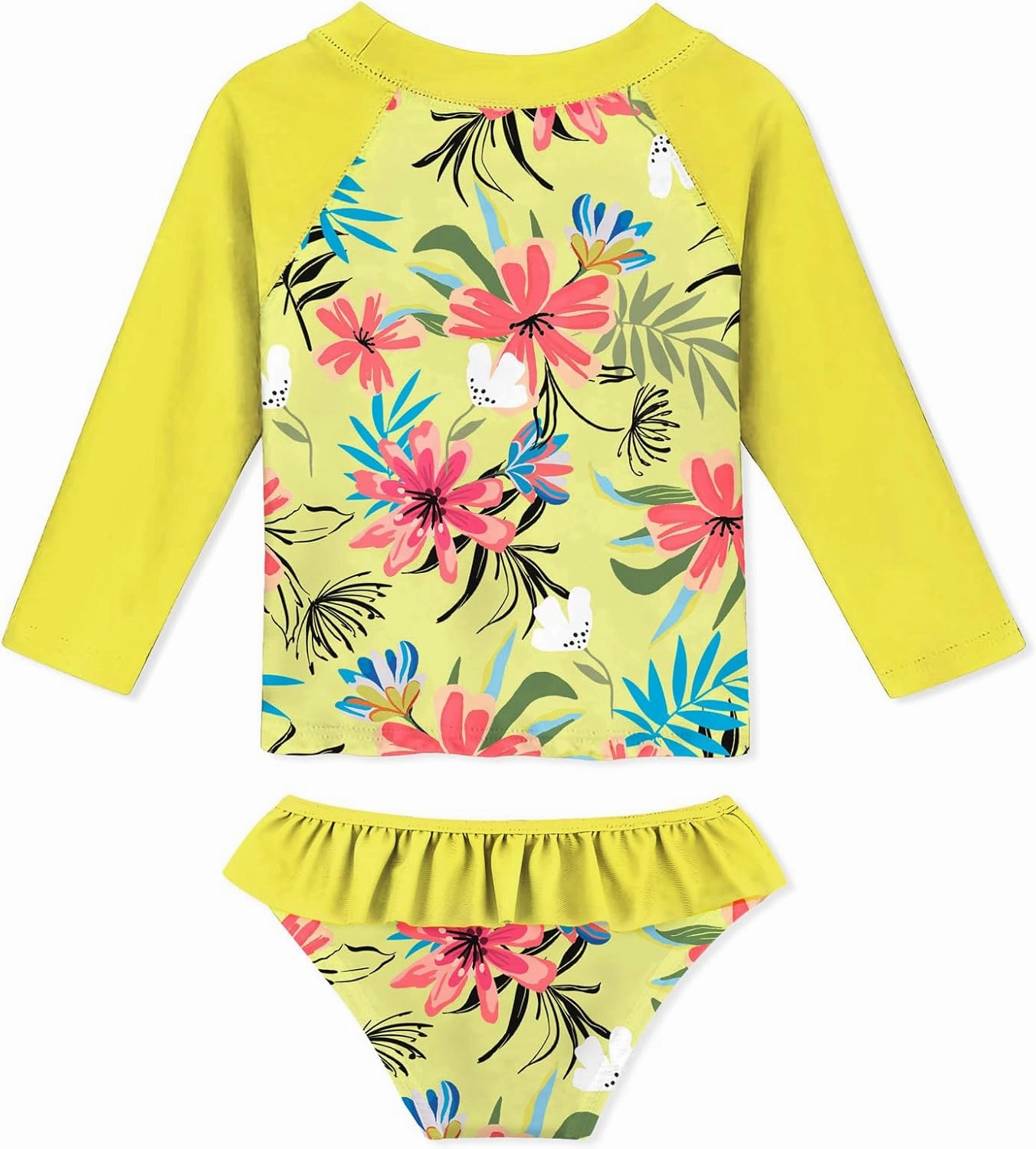 Funnycokid Girls Rash Guard Swimsuit Set Long Sleeve Bathing Suit Two Piece 2-10 Years