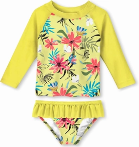 Funnycokid Girls Rash Guard Swimsuit Set Long Sleeve Bathing Suit Two Piece 2-10 Years