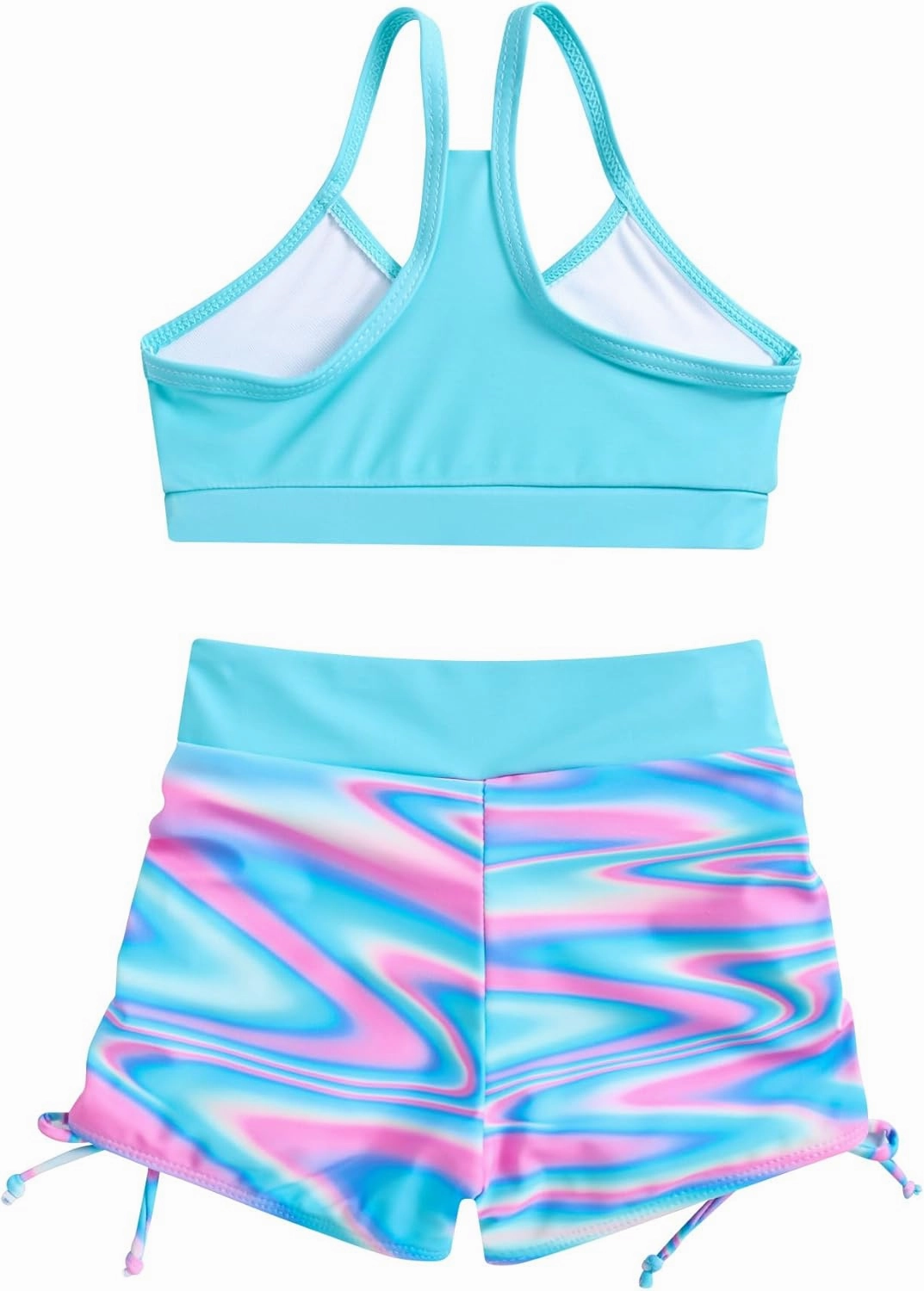 Funnycokid Girls Swimsuit 3 Pieces Zip Rash Guard Set Bikini Bathing Suits Boyshort Summer Kids Swimwear 3-12 Years
