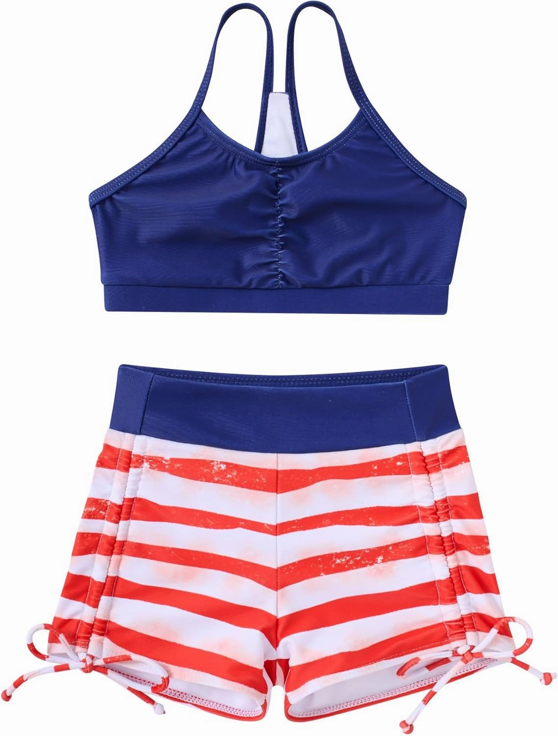Funnycokid Girls Swimsuit 3 Pieces Zip Rash Guard Set Bikini Bathing Suits Boyshort Summer Kids Swimwear 3-12 Years