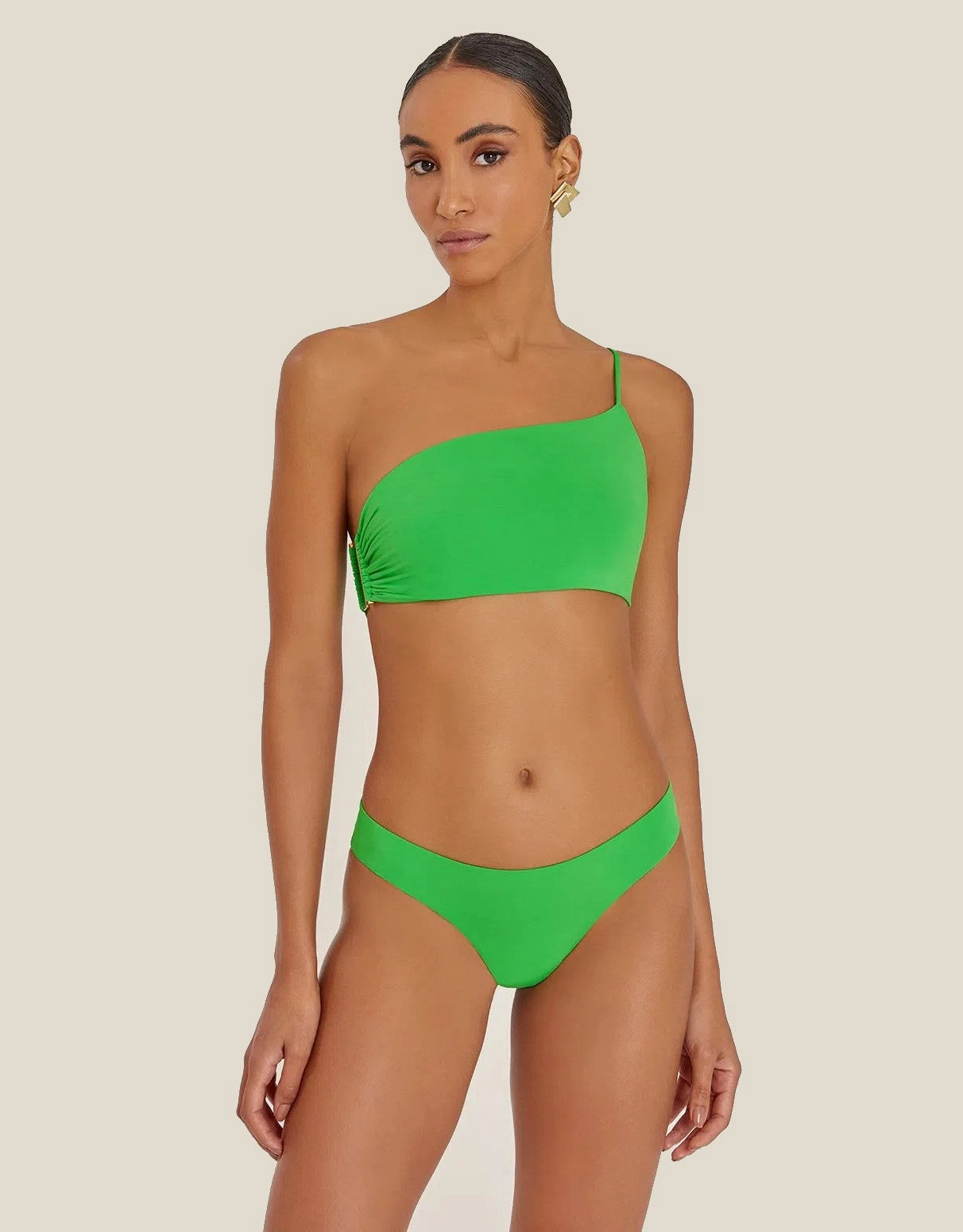 Geometric Shoulder Bikini Top Kiwi Green
