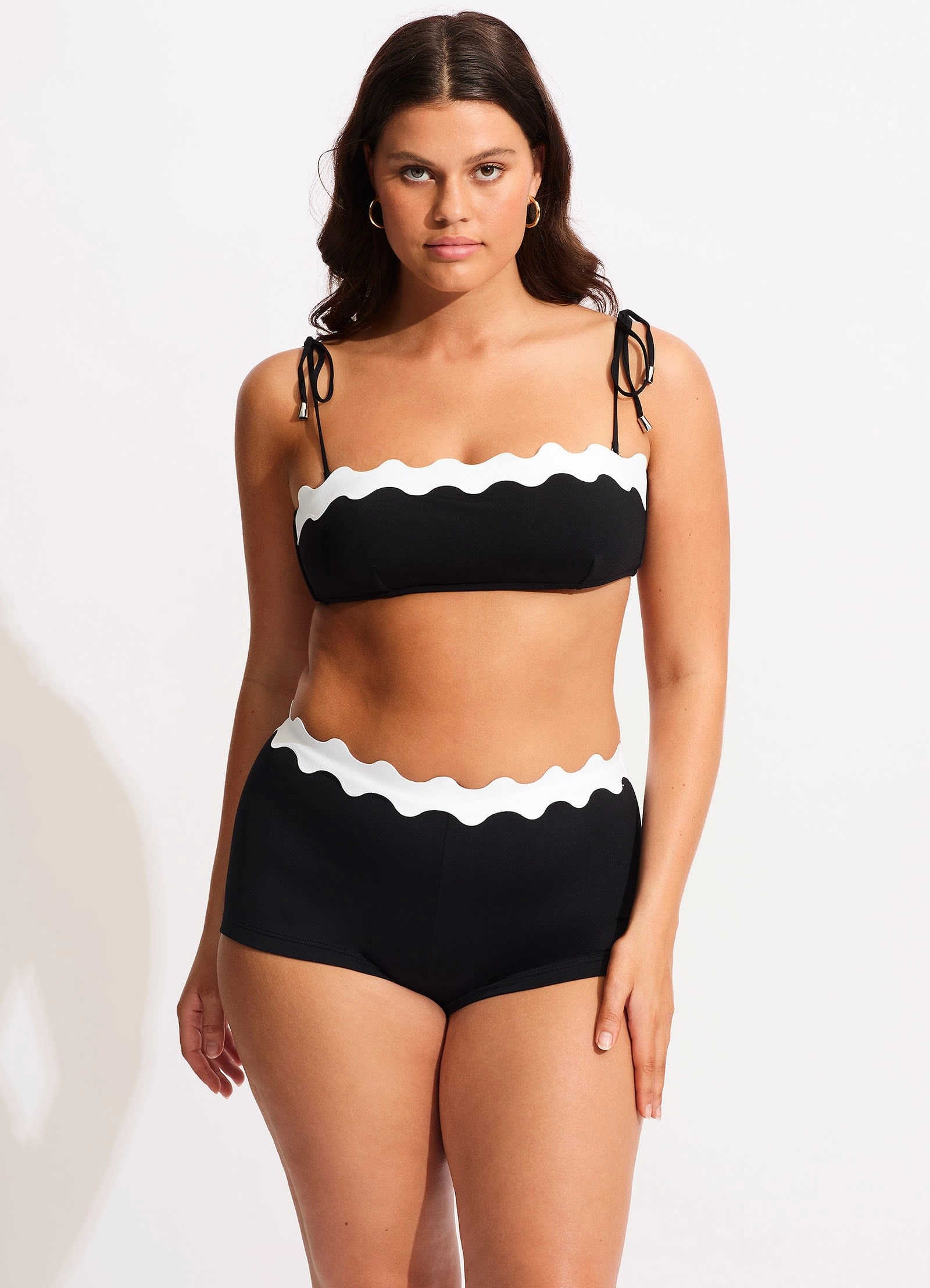 Gia Ric Rac Bustier Bandeau Bikini Top - Black