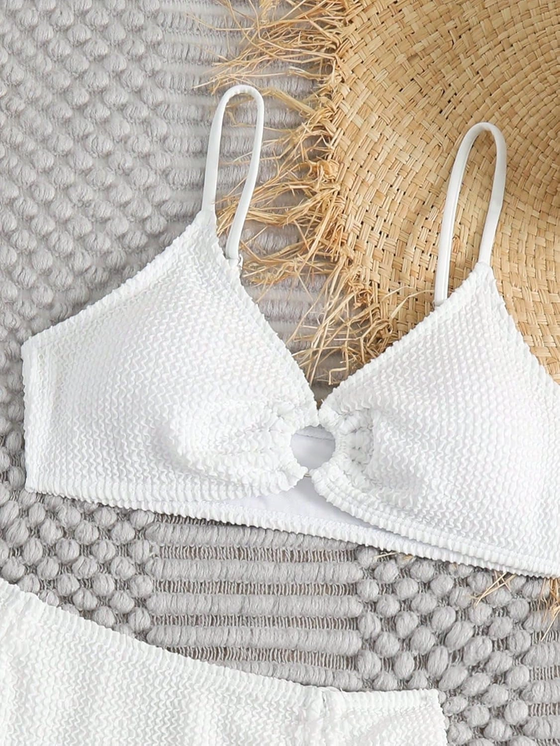 Girl's 3 Piece Bikini Sets High Waisted O Ring Wireless Swimsuits Bathing Suit with Cover Up Skirts