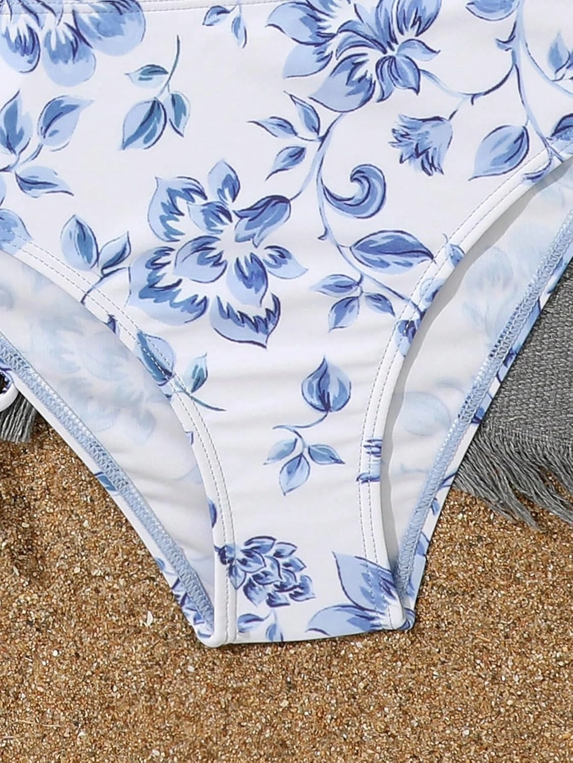 Girl's 3 Piece Floral Swimsuit Cute V Neck Bikini Set High Waisted Bathing Suit Sheer Mesh Cover Up Skirt