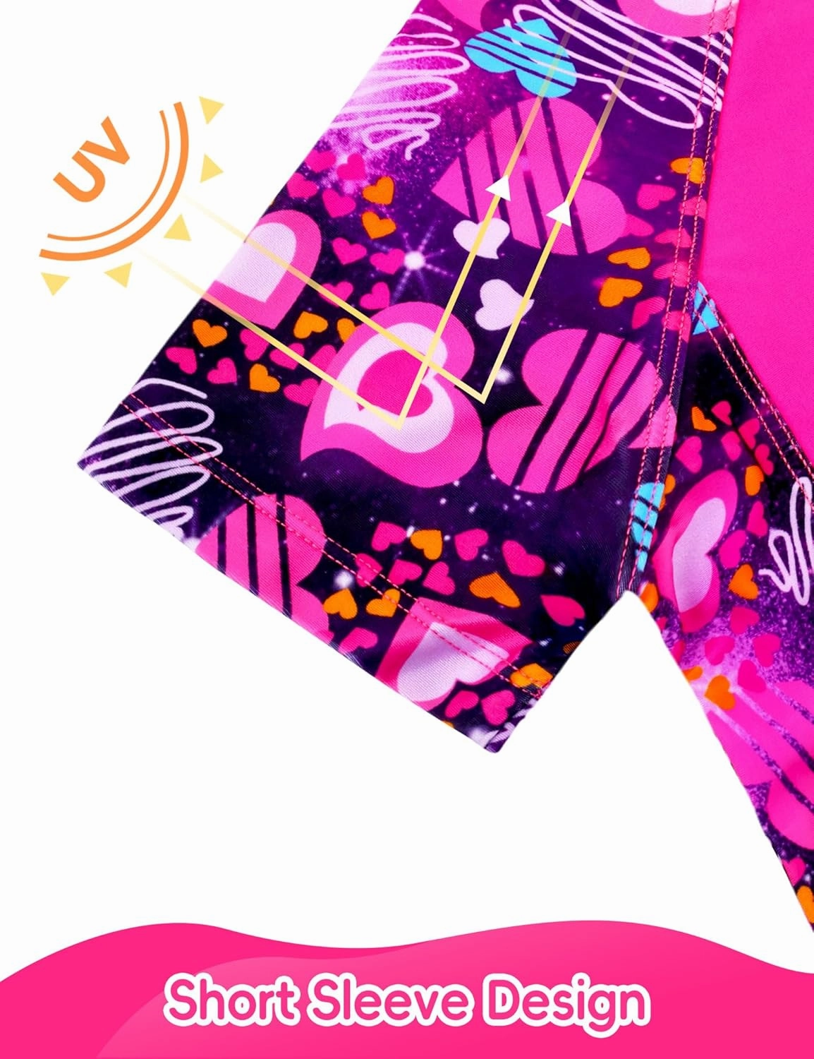 Girl Swimsuits 2 Pieces Multicolor Short Sleeve Quick Dry Durable Rash Guard Set with Shorts