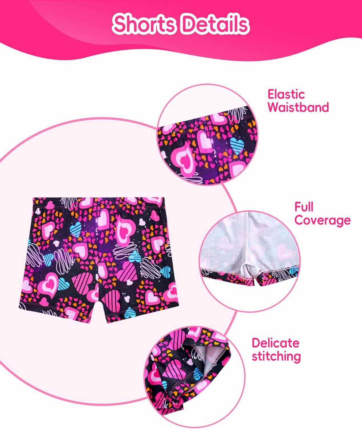 Girl Swimsuits 2 Pieces Multicolor Short Sleeve Quick Dry Durable Rash Guard Set with Shorts