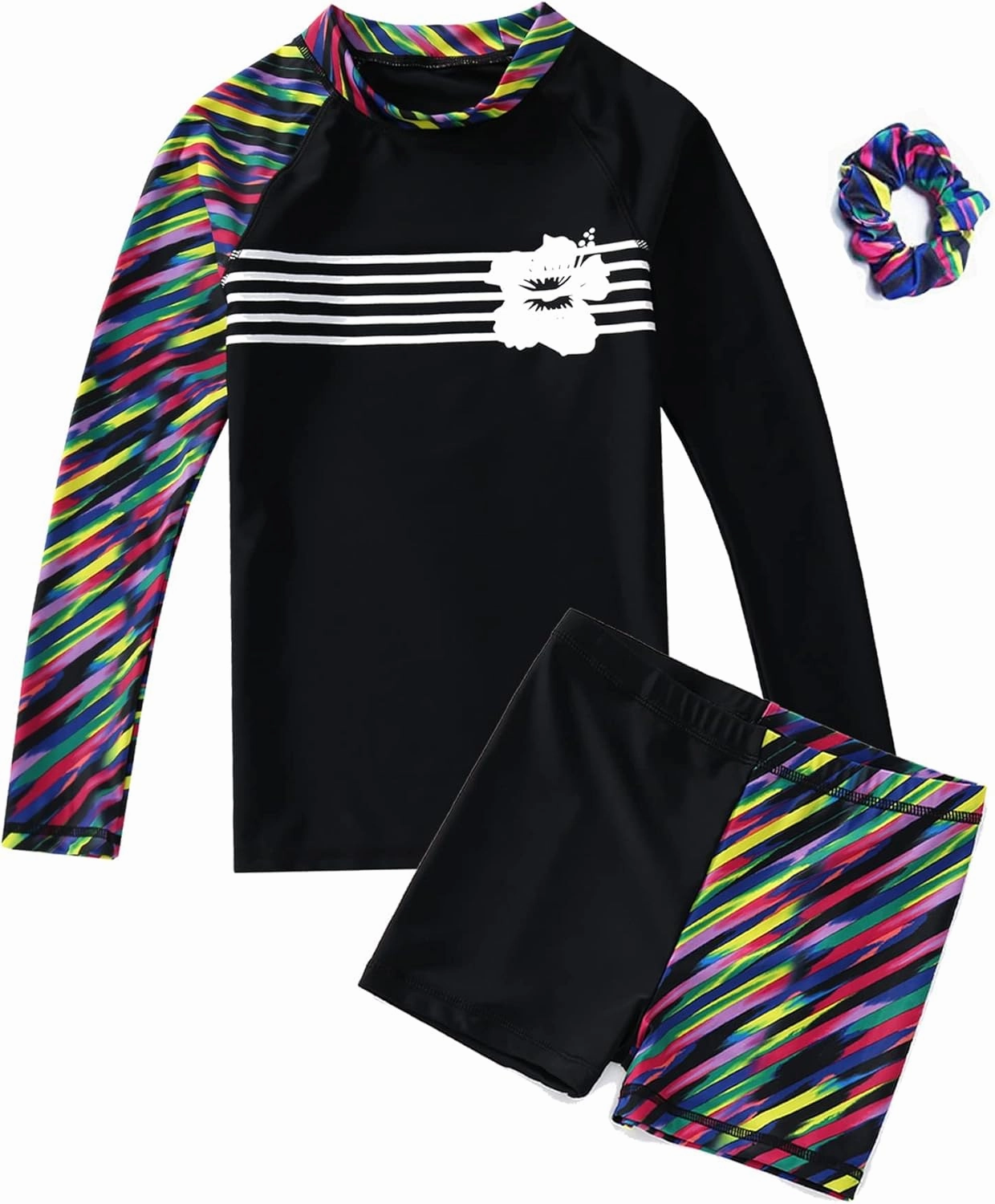 Girls Long Sleeve Swimsuits 2 Pieces Set Rash Guard Swimwear Quick Dry Surfing Wetsuit for Kids Bathing Suit 5-16 Years