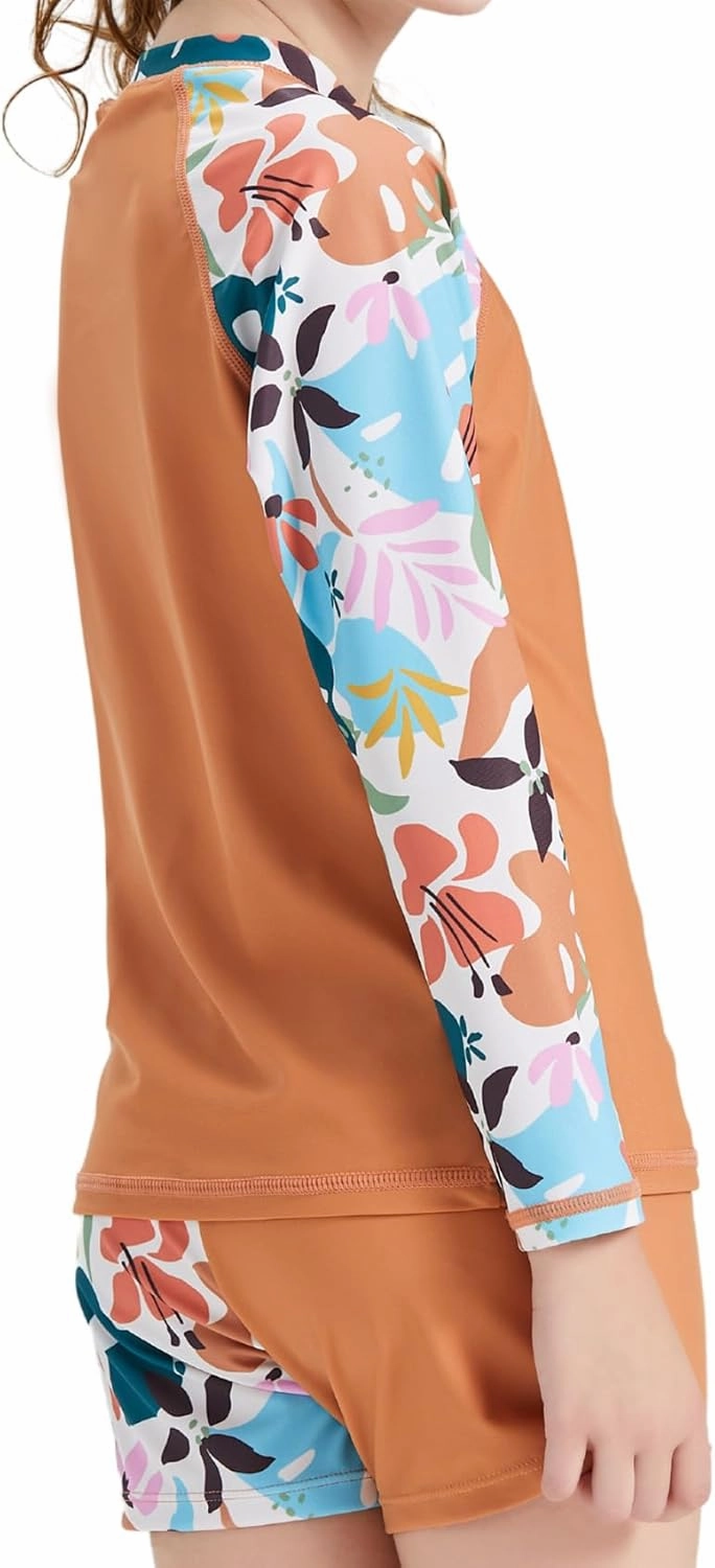 Girls Long Sleeve Swimsuits 2 Pieces Set Rash Guard Swimwear Quick Dry Surfing Wetsuit for Kids Bathing Suit 5-16 Years