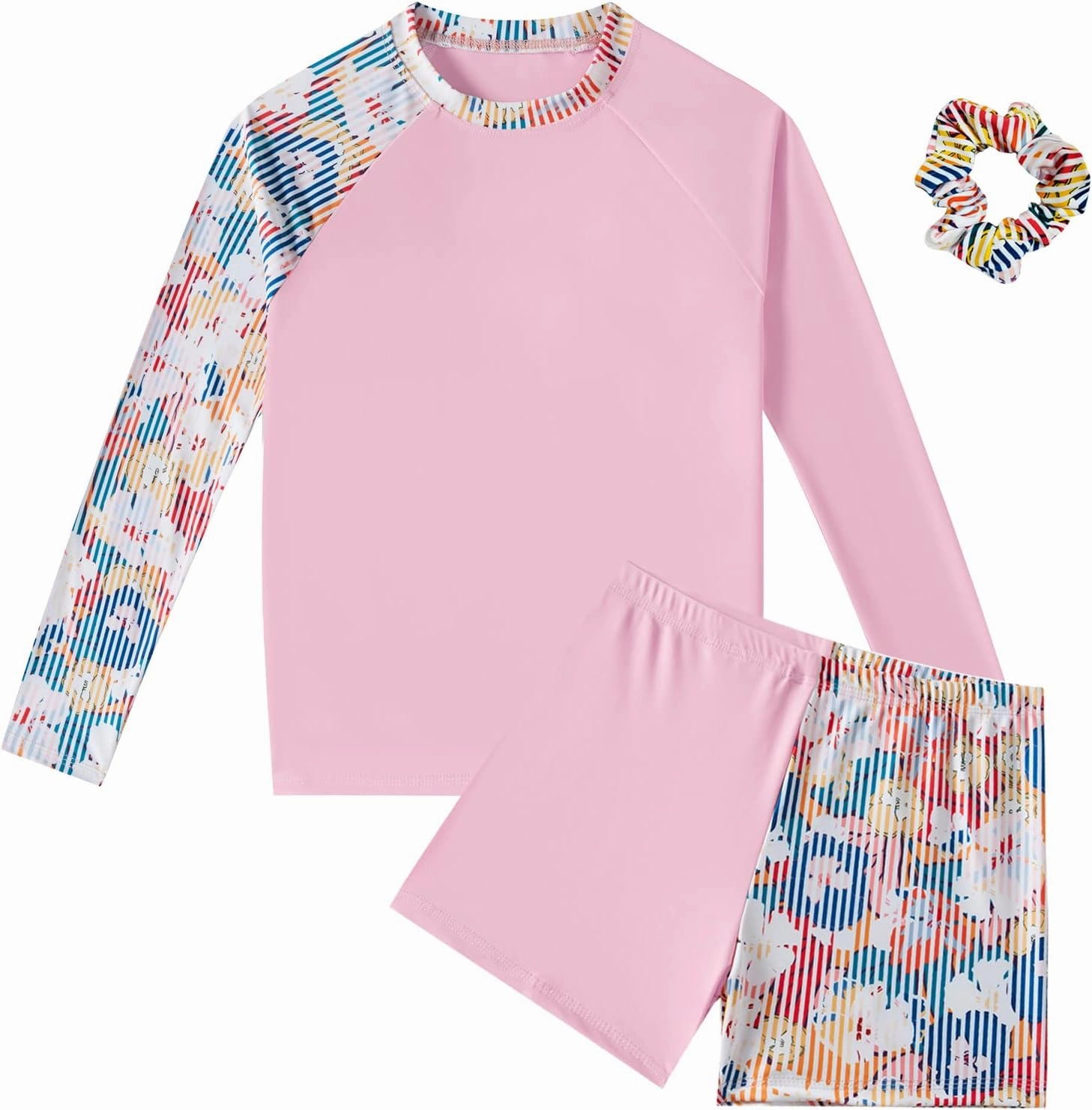 Girls Long Sleeve Swimsuits 2 Pieces Set Rash Guard Swimwear Quick Dry Surfing Wetsuit for Kids Bathing Suit 5-16 Years