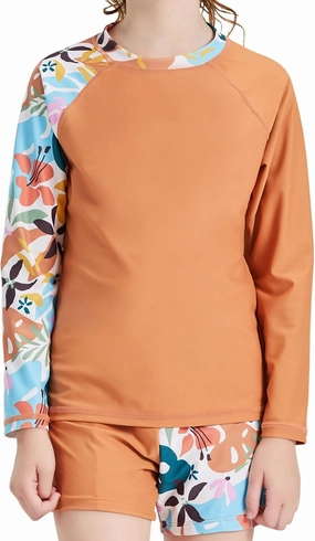 Girls Long Sleeve Swimsuits 2 Pieces Set Rash Guard Swimwear Quick Dry Surfing Wetsuit for Kids Bathing Suit 5-16 Years