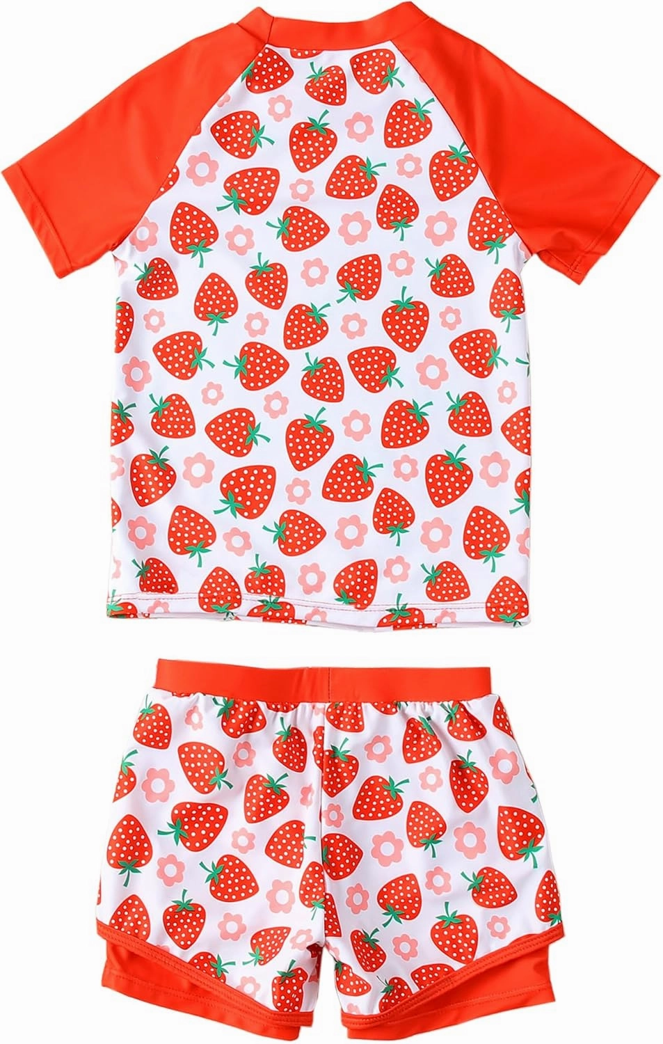 Girls Rash Guard Swimsuit Set 2 Piece Short Sleeve Bathing Suit Beach Swimwear UPF 50  Sun Proction 3-12 Years