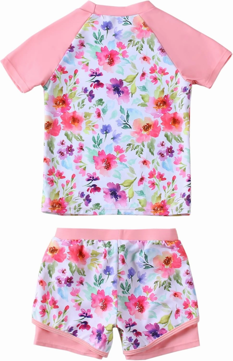 Girls Rash Guard Swimsuit Set 2 Piece Short Sleeve Bathing Suit Beach Swimwear UPF 50  Sun Proction 3-12 Years