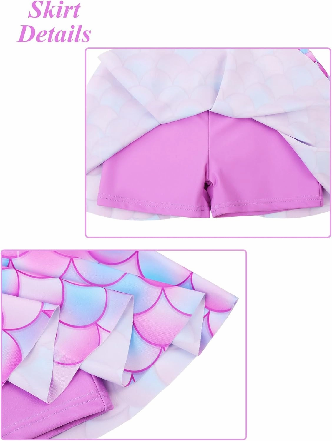 Girls Rash Guard Swimsuits Set 2 Pcs Bathing Suit UPF50  Short Sleeve Kids Beach Swimming Skirts with Shorts Swimwear 3-12Y