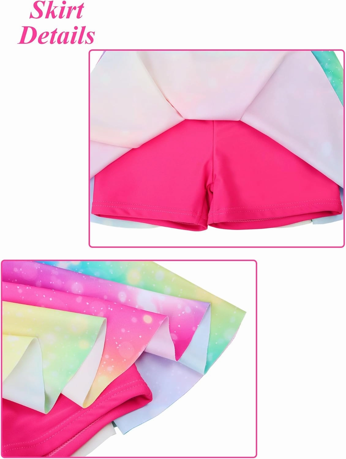 Girls Rash Guard Swimsuits Set 2 Pcs Bathing Suit UPF50  Short Sleeve Kids Beach Swimming Skirts with Shorts Swimwear 3-12Y