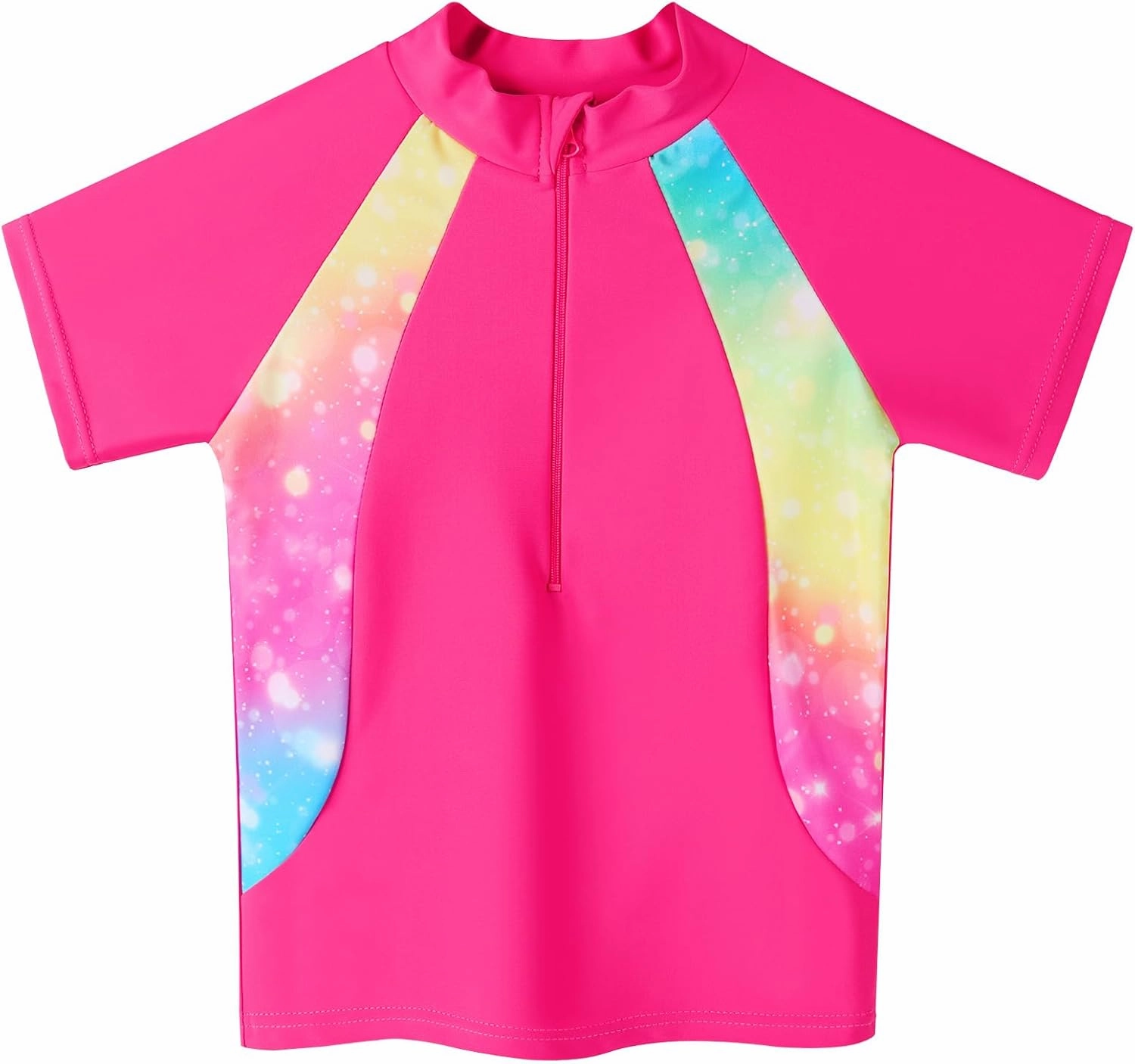 Girls Rash Guard Swimsuits Set 2 Pcs Bathing Suit UPF50  Short Sleeve Kids Beach Swimming Skirts with Shorts Swimwear 3-12Y