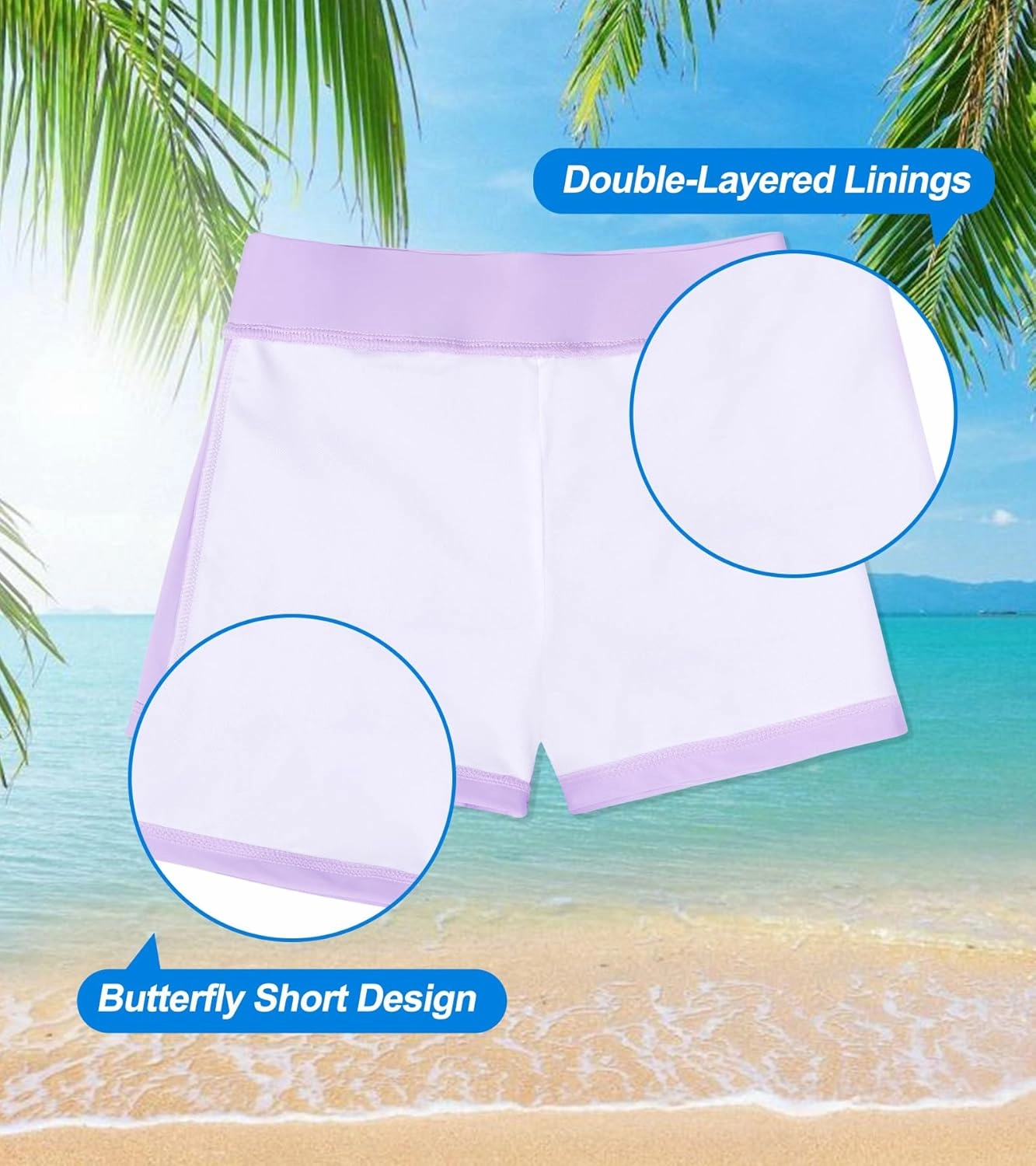Girls Rashguard Set Flowy Skirt with Butterfly Short Print Short Sleeve Shirt Non-See Through Swimsuit 3-12 Years