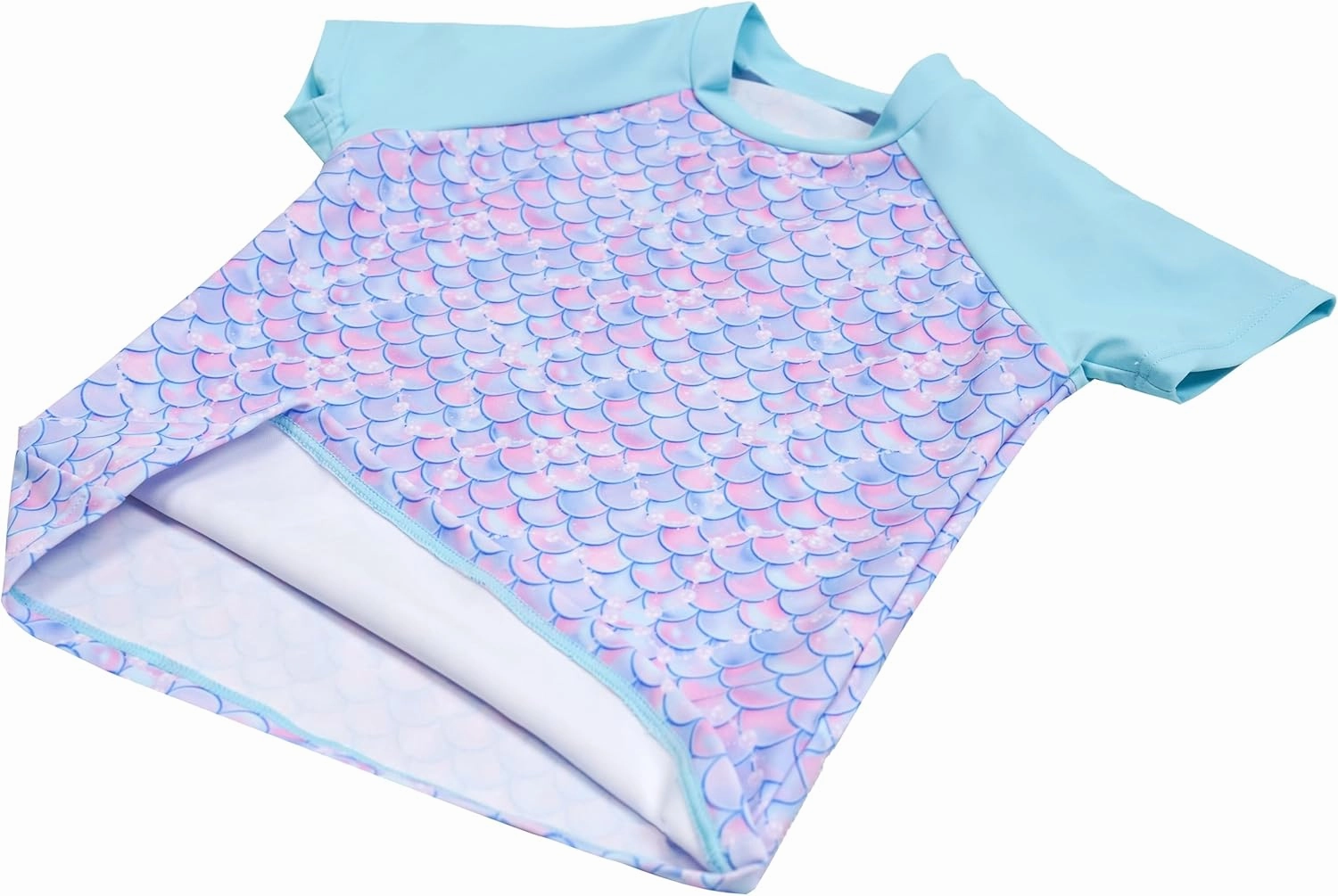 Girls Rashguard Set Flowy Skirt with Butterfly Short Print Short Sleeve Shirt Non-See Through Swimsuit 3-12 Years