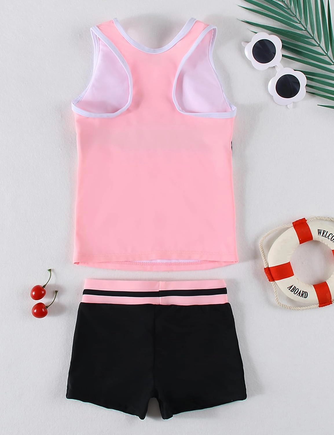 Girls Swimsuit Two Piece Boyshort Tankini Swimwear Summer Beach Rash Guard Bathing Suit Set for 5-15 Years Old Kids